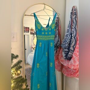 Gretchen Scott Designs Hand Embroidered Midi Dress- Fiesta Time